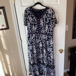 Lane Bryant Mixed-Print Flutter-Sleeve Maxi Dress Size 18